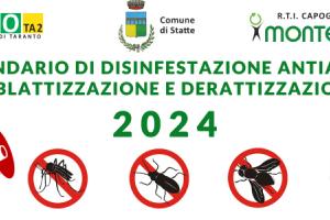 Interventi di Sanificazione Ambientale: calendario di maggio, giugno e luglio 2024 a Statte