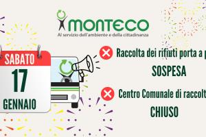 SABATO 17 GENNAIO 2026: RACCOLTA SOSPESA