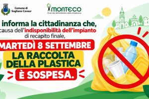  SOSPENSIONE TEMPORANEA RACCOLTA PLASTICA domani 8 settembre