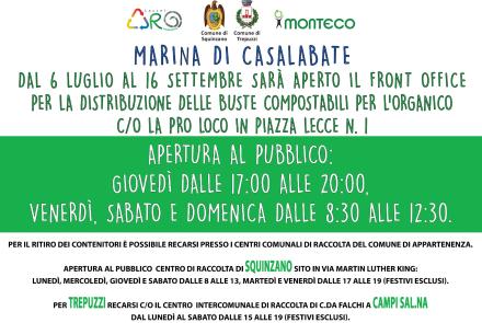 DAL 6 LUGLIO 2023 APRE IL FRONT OFFICE PER LA DISTRIBUZIONE DELLE BUSTE COMPOSTABILI
