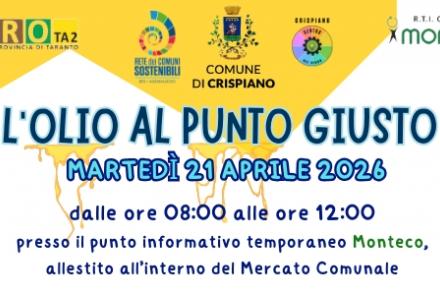 L'OLIO AL PUNTO GIUSTO - MARTEDI' 21 APRILE