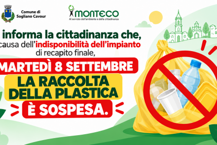  SOSPENSIONE TEMPORANEA RACCOLTA PLASTICA domani 8 settembre